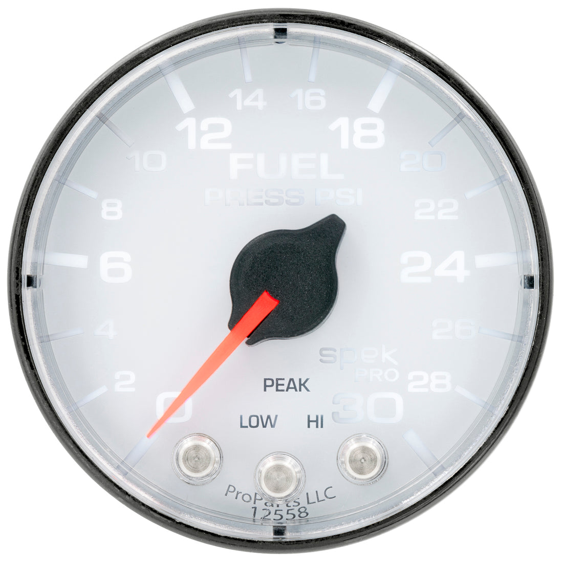 AutoMeter P316128 - GAUGE, FUEL PRESS, 2 1/16", 30PSI, STEPPER MOTOR W/PEAK & WARN, WHT/BLK, SPEK