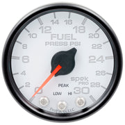 AutoMeter P31612 - GAUGE, FUEL PRESS, 2 1/16", 30PSI, STEPPER MOTOR W/PEAK & WARN, WHT/BLK, SPEK