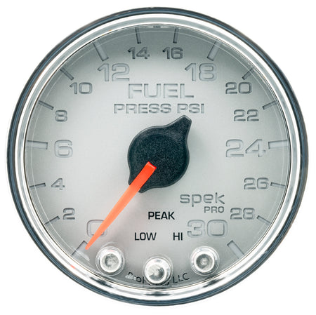 AutoMeter P31621 - GAUGE, FUEL PRESS, 2 1/16", 30PSI, STEPPER MOTOR W/PEAK & WARN, SLVR/CHRM, SPEK 3
