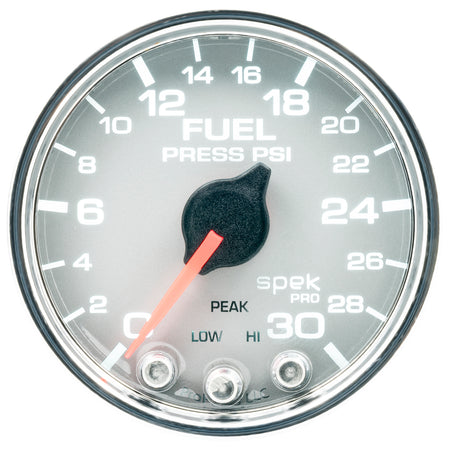 AutoMeter P31621 - GAUGE, FUEL PRESS, 2 1/16", 30PSI, STEPPER MOTOR W/PEAK & WARN, SLVR/CHRM, SPEK 4