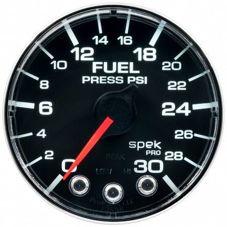 AutoMeter P316318 - GAUGE, FUEL PRESS, 2 1/16", 30PSI, STEPPER MOTOR W/PEAK & WARN, BLK/CHRM, SPEK 3