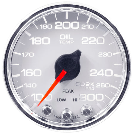 AutoMeter P32211 - GAUGE, OIL TEMP, 2 1/16", 300?F, STEPPER MOTOR W/PEAK & WARN, WHT/CHRM, SPEK-PRO 3