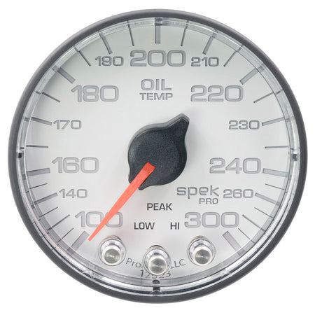 AutoMeter P322128 - GAUGE, OIL TEMP, 2 1/16", 300?F, STEPPER MOTOR W/PEAK & WARN, WHT/BLK, SPEK-PRO 1