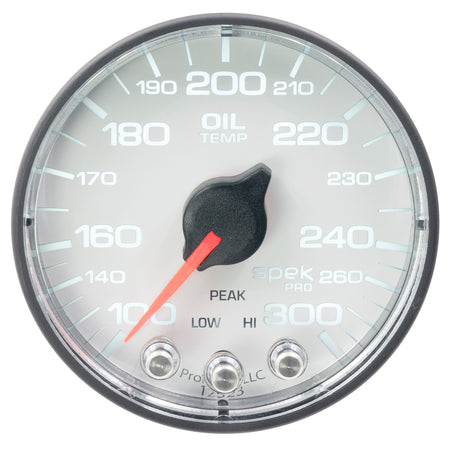 AutoMeter P322128 - GAUGE, OIL TEMP, 2 1/16", 300?F, STEPPER MOTOR W/PEAK & WARN, WHT/BLK, SPEK-PRO 2