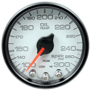 AutoMeter P32212 - GAUGE, OIL TEMP, 2 1/16", 300?F, STEPPER MOTOR W/PEAK & WARN, WHT/BLK, SPEK-PRO 4