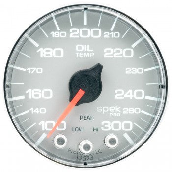 AutoMeter P322218 - GAUGE, OIL TEMP, 2 1/16", 300?F, STEPPER MOTOR W/PK & WRN, SLVR/CHRM, SPEK-PRO 6