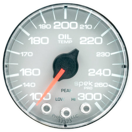 AutoMeter P322218 - GAUGE, OIL TEMP, 2 1/16", 300?F, STEPPER MOTOR W/PK & WRN, SLVR/CHRM, SPEK-PRO 4