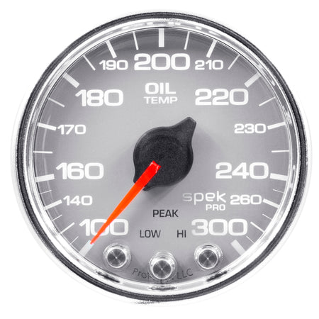 AutoMeter P32221 - GAUGE, OIL TEMP, 2 1/16", 300?F, STEPPER MOTOR W/PK & WRN, SLVR/CHRM, SPEK-PRO 1