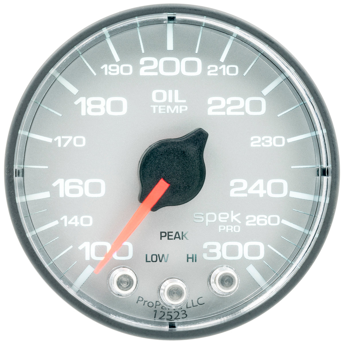 AutoMeter P322228 - GAUGE, OIL TEMP, 2 1/16", 300?F, STEPPER MOTOR W/PEAK & WARN, SLVR/BLK, SPEK-PRO 3