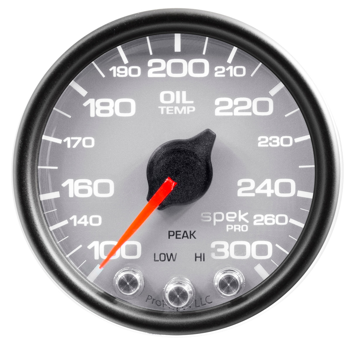 AutoMeter P32222 - GAUGE, OIL TEMP, 2 1/16", 300?F, STEPPER MOTOR W/PEAK & WARN, SLVR/BLK, SPEK-PRO 3