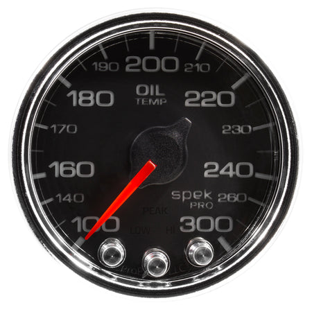 AutoMeter P32231 - GAUGE, OIL TEMP, 2 1/16", 300?F, STEPPER MOTOR W/PEAK & WARN, BLK/CHRM, SPEK-PRO 4