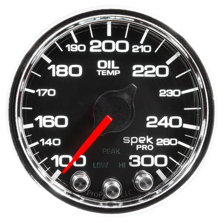 AutoMeter P32231 - GAUGE, OIL TEMP, 2 1/16", 300?F, STEPPER MOTOR W/PEAK & WARN, BLK/CHRM, SPEK-PRO 3