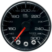 AutoMeter P322328 - GAUGE, OIL TEMP, 2 1/16", 300?F, STEPPER MOTOR W/PEAK & WARN, BLK/BLK, SPEK-PRO 4