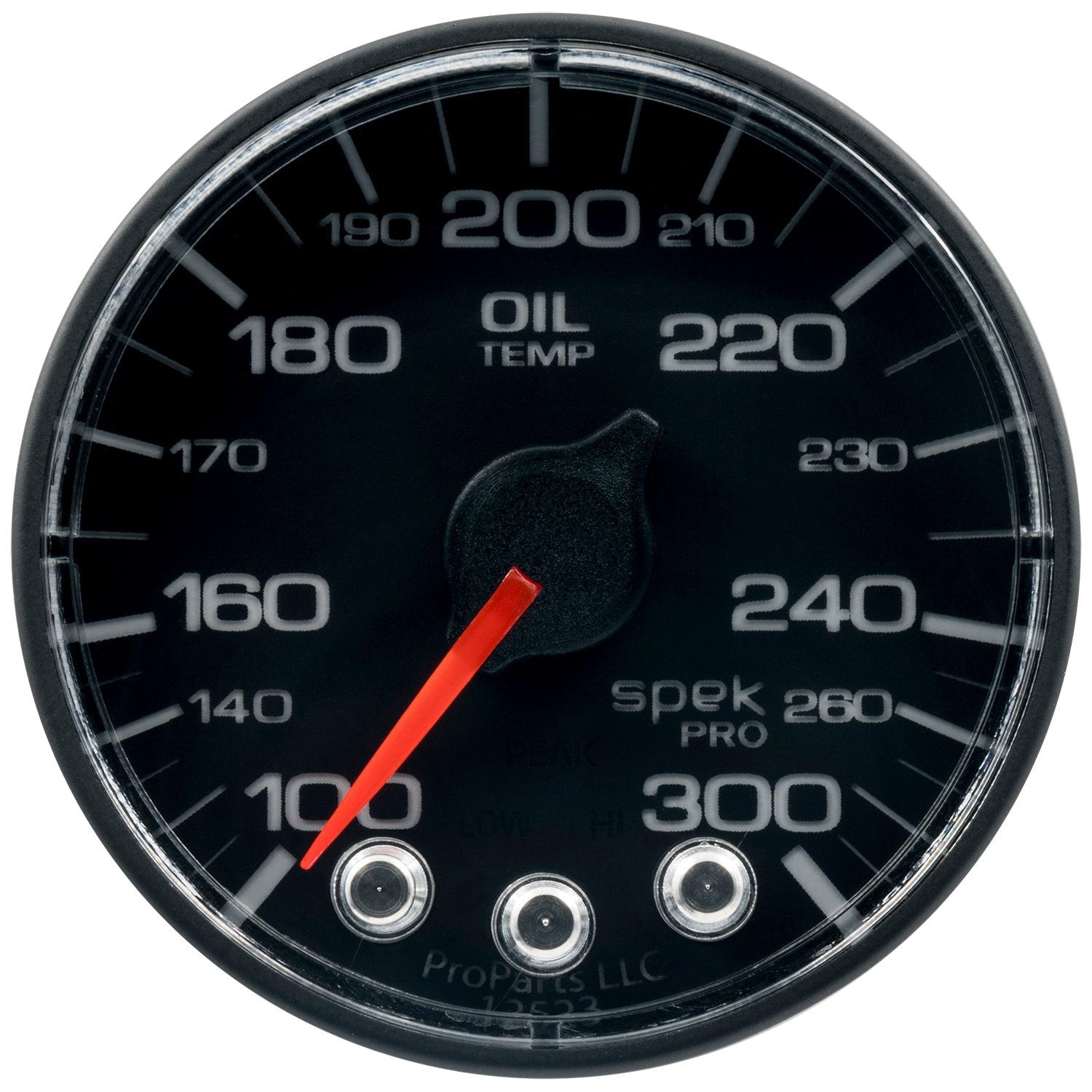 AutoMeter P322328 - GAUGE, OIL TEMP, 2 1/16", 300?F, STEPPER MOTOR W/PEAK & WARN, BLK/BLK, SPEK-PRO 4