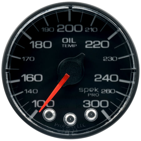 AutoMeter P322328 - GAUGE, OIL TEMP, 2 1/16", 300?F, STEPPER MOTOR W/PEAK & WARN, BLK/BLK, SPEK-PRO 4