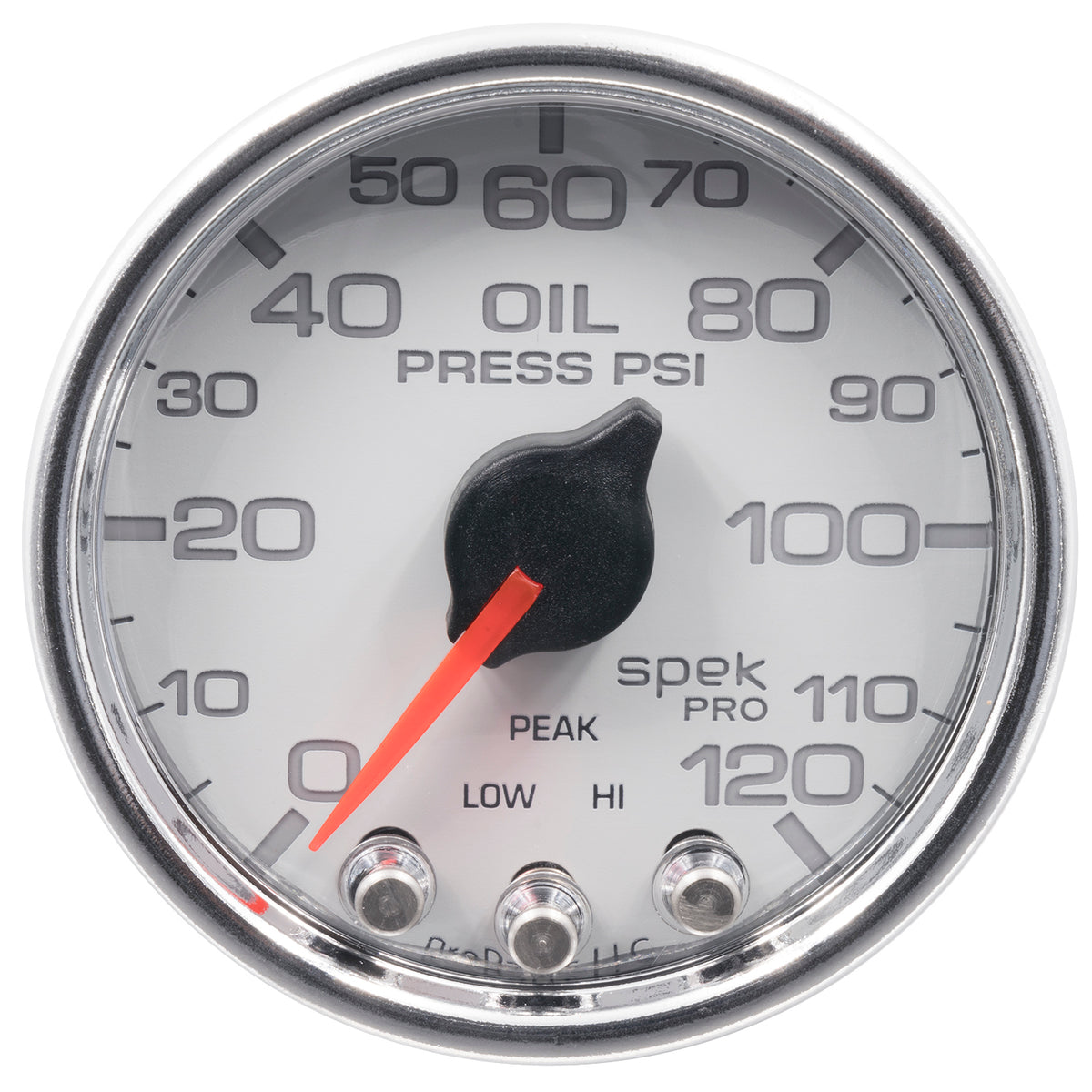AutoMeter P32511 - GAUGE, OIL PRESS, 2 1/16", 120PSI, STEPPER MOTOR W/PEAK & WARN, WHT/CHRM, SPEK 3