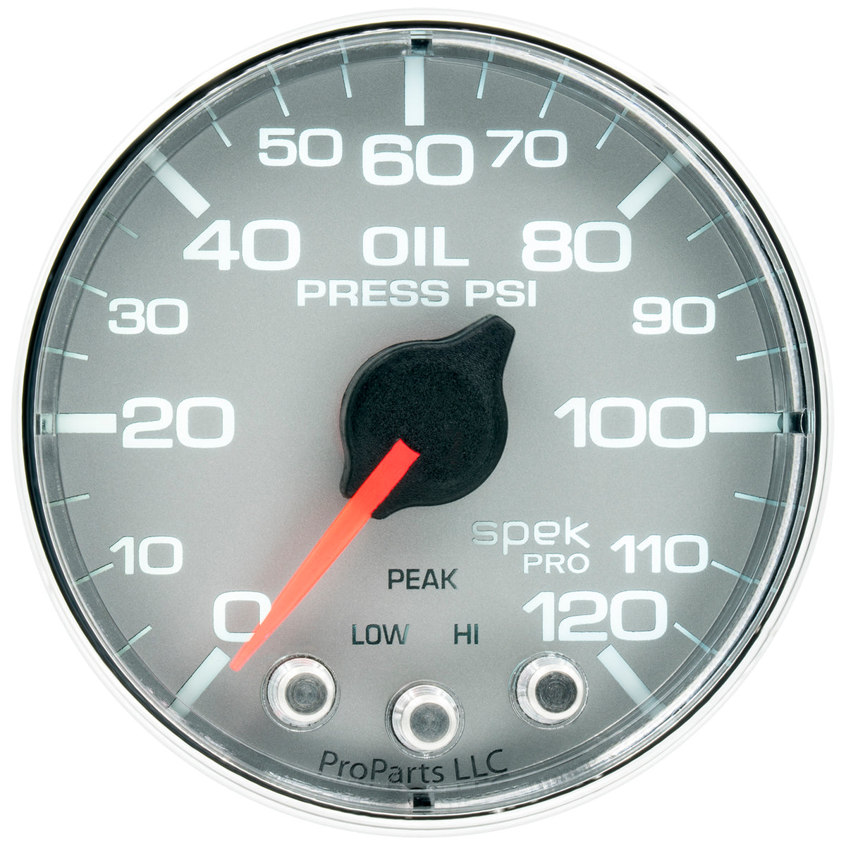 AutoMeter P325218 - GAUGE, OIL PRESS, 2 1/16", 120PSI, STEPPER MOTOR W/PEAK & WARN, SLVR/CHRM, SPEK 4