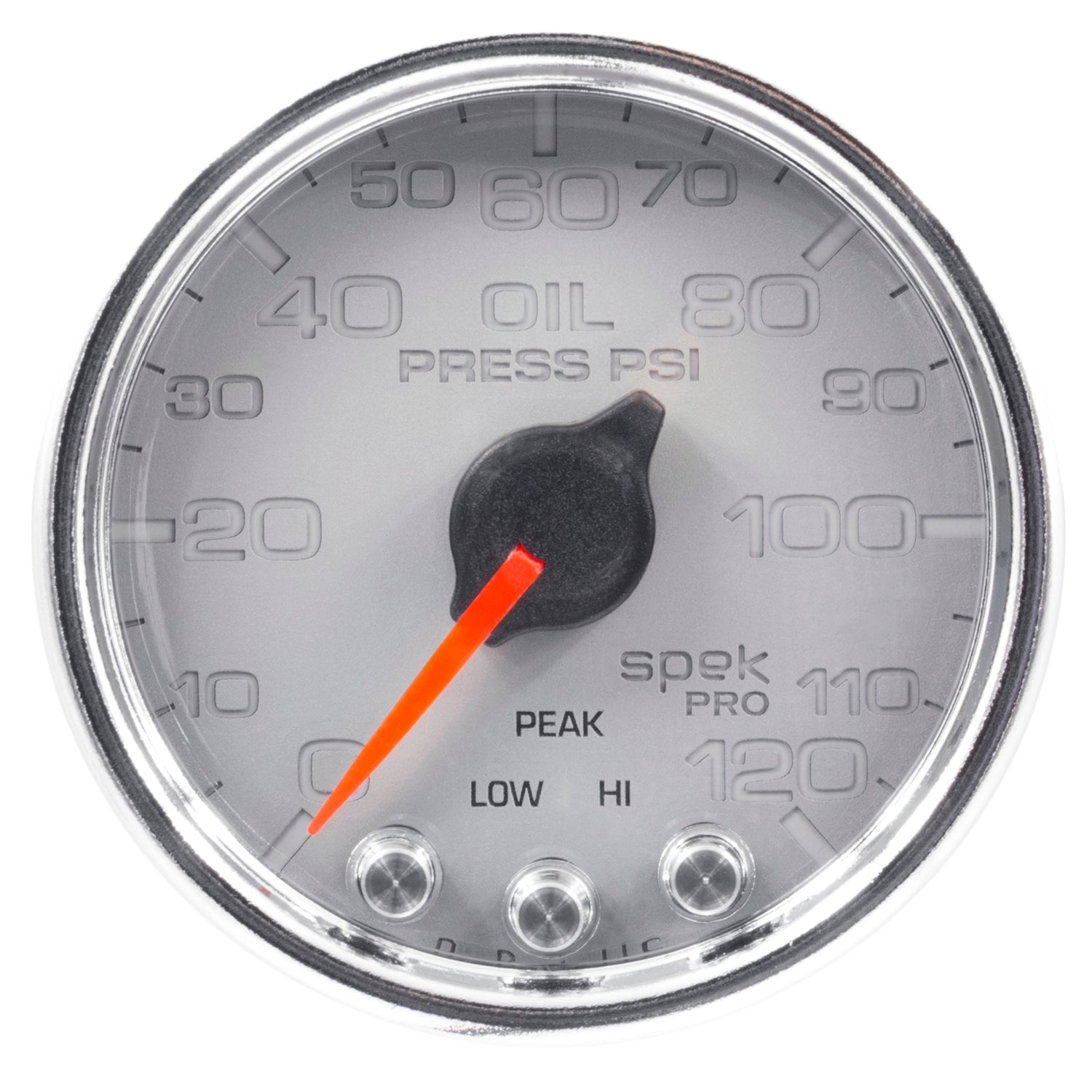 AutoMeter P32521 - GAUGE, OIL PRESS, 2 1/16", 120PSI, STEPPER MOTOR W/PEAK & WARN, SLVR/CHRM, SPEK 2