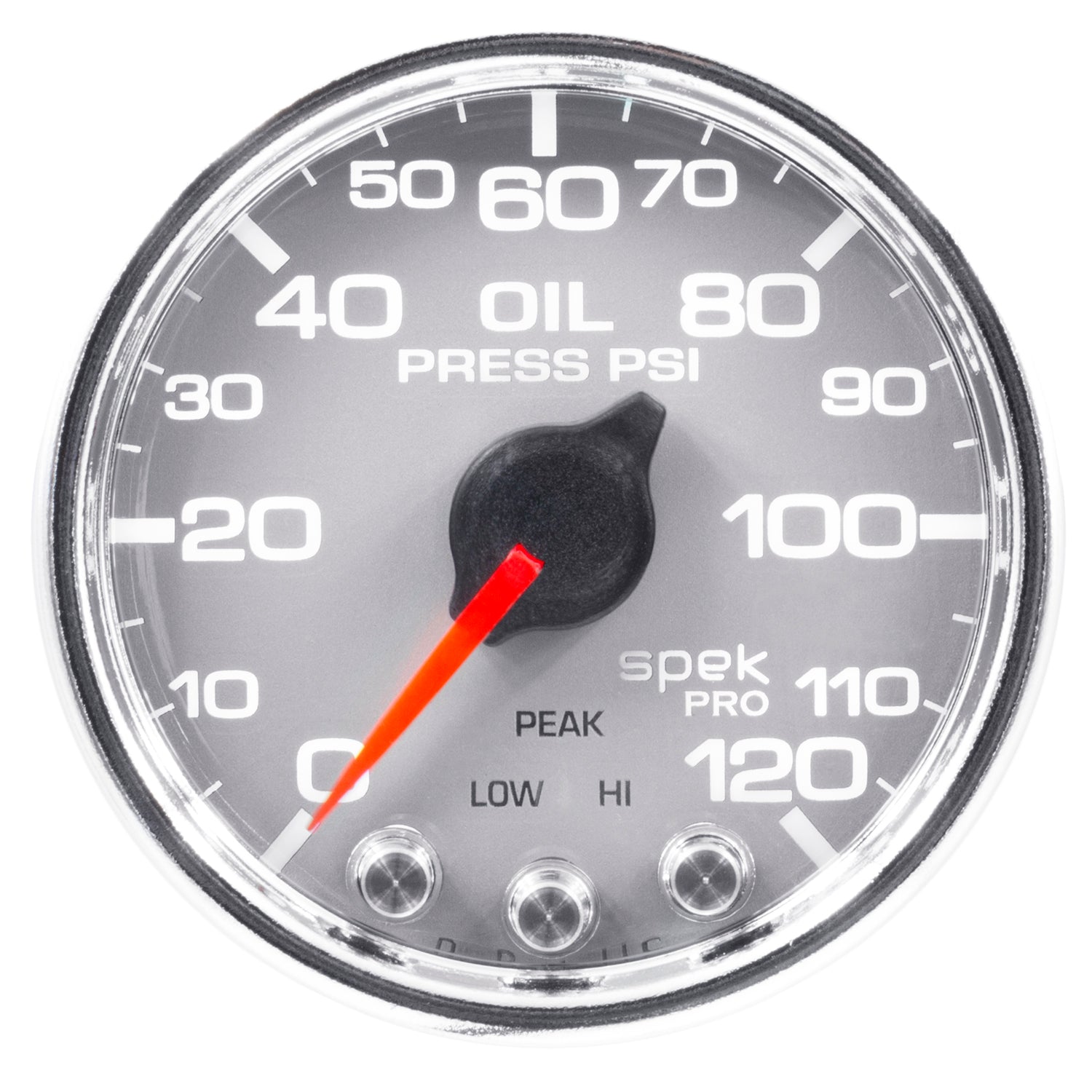 AutoMeter P32521 - GAUGE, OIL PRESS, 2 1/16", 120PSI, STEPPER MOTOR W/PEAK & WARN, SLVR/CHRM, SPEK 1