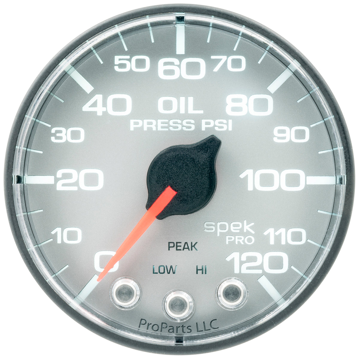 AutoMeter P325228 - GAUGE, OIL PRESS, 2 1/16", 120PSI, STEPPER MOTOR W/PEAK & WARN, SLVR/BLK, SPEK 5
