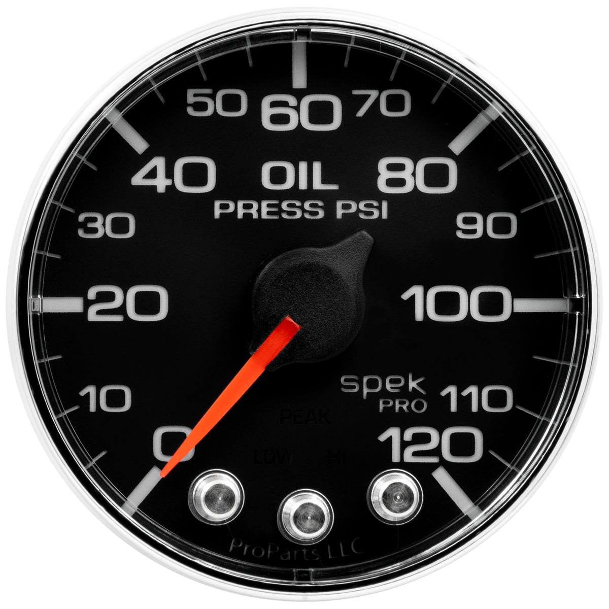 AutoMeter P325318 - GAUGE, OIL PRESS, 2 1/16", 120PSI, STEPPER MOTOR W/PEAK & WARN, BLK/CHRM, SPEK 4