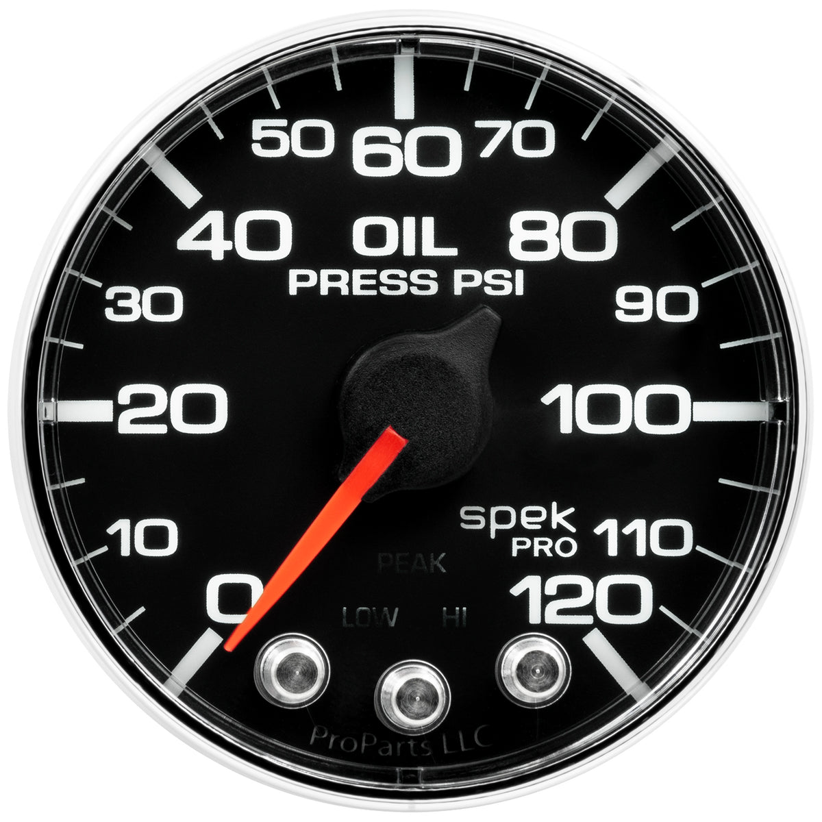 AutoMeter P325318 - GAUGE, OIL PRESS, 2 1/16", 120PSI, STEPPER MOTOR W/PEAK & WARN, BLK/CHRM, SPEK 3