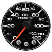 AutoMeter P325318 - GAUGE, OIL PRESS, 2 1/16", 120PSI, STEPPER MOTOR W/PEAK & WARN, BLK/CHRM, SPEK 3