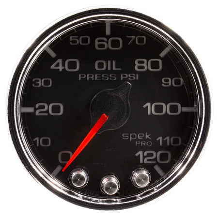 AutoMeter P32531 - GAUGE, OIL PRESS, 2 1/16", 120PSI, STEPPER MOTOR W/PEAK & WARN, BLK/CHRM, SPEK 4