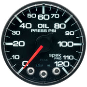 AutoMeter P325328 - GAUGE, OIL PRESS, 2 1/16", 120PSI, STEPPER MOTOR W/PEAK & WARN, BLK/BLK, SPEK 3