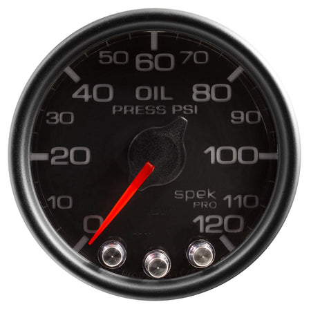AutoMeter P32532 - GAUGE, OIL PRESS, 2 1/16", 120PSI, STEPPER MOTOR W/PEAK & WARN, BLK/BLK, SPEK 4