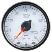 AutoMeter P33412 - GAUGE, TACH, 2 1/16", 8K RPM, W/ SHIFT LIGHT & PEAK MEM, WHT/BLK, SPEK-PRO 4