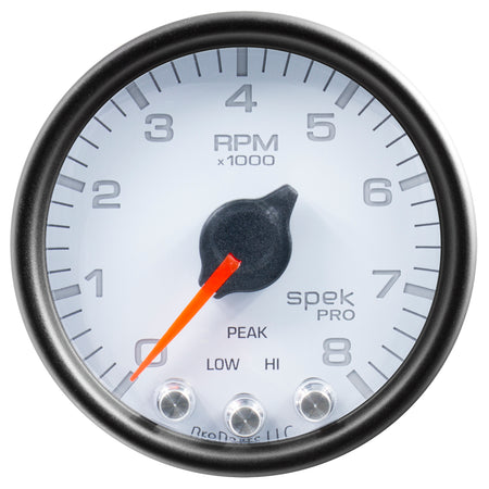 AutoMeter P33412 - GAUGE, TACH, 2 1/16", 8K RPM, W/ SHIFT LIGHT & PEAK MEM, WHT/BLK, SPEK-PRO 4