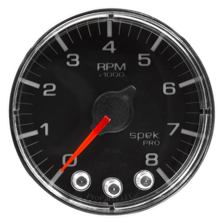 AutoMeter P334318 - GAUGE, TACH, 2 1/16", 8K RPM, W/ SHIFT LIGHT & PEAK MEM, BLK/CHRM, SPEK-PRO 4