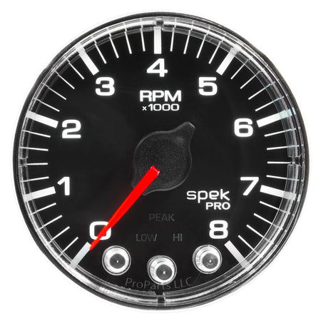 AutoMeter P334318 - GAUGE, TACH, 2 1/16", 8K RPM, W/ SHIFT LIGHT & PEAK MEM, BLK/CHRM, SPEK-PRO 3