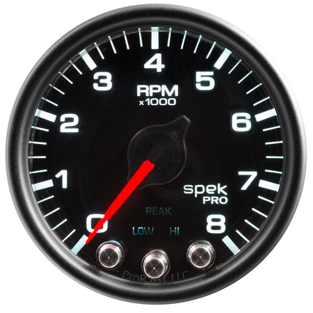 AutoMeter P33432 - GAUGE, TACH, 2 1/16", 8K RPM, W/ SHIFT LIGHT & PEAK MEM, BLK/BLK, SPEK-PRO 3