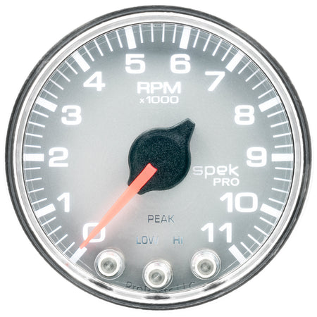 AutoMeter P33621 - GAUGE, TACH, 2 1/16", 11K RPM, W/ SHIFT LIGHT & PEAK MEM, SLVR/CHRM, SPEK-PRO 4