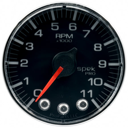 AutoMeter P336318 - GAUGE, TACH, 2 1/16", 11K RPM, W/ SHIFT LIGHT & PEAK MEM, BLK/CHRM, SPEK-PRO 4