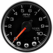 AutoMeter P33632 - GAUGE, TACH, 2 1/16", 11K RPM, W/ SHIFT LIGHT & PEAK MEM, BLK/BLK, SPEK-PRO 4