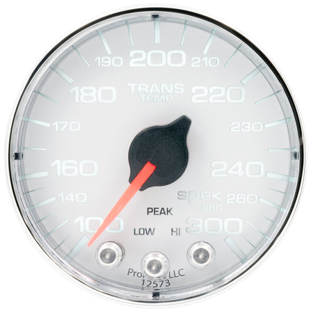 AutoMeter P342118 - GAUGE, TRANS TEMP, 2 1/16", 300?F, STEPPER MOTOR W/PK & WRN, WHT/CHRM, SPEK-PRO 4