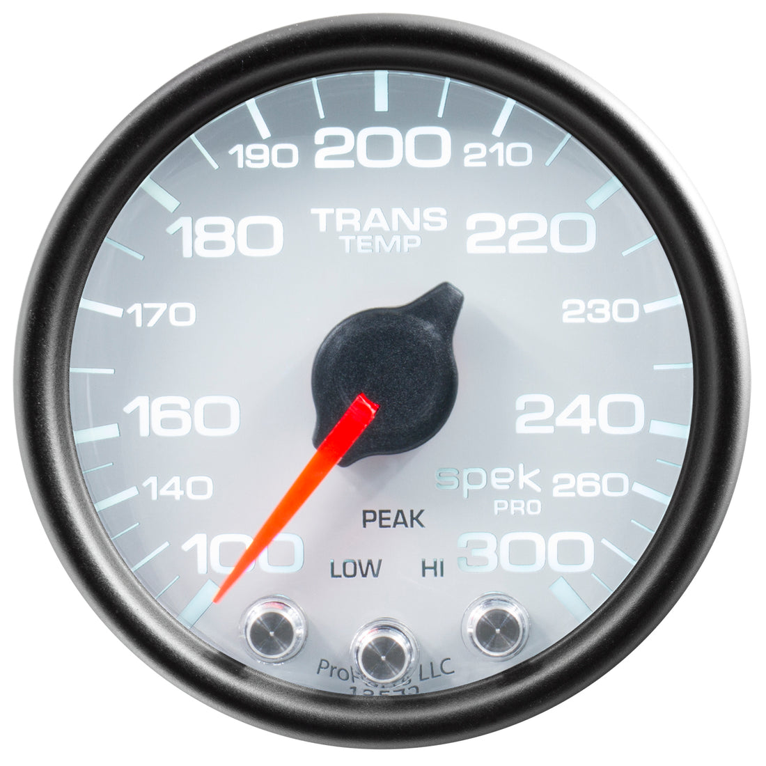 AutoMeter P34212 - GAUGE, TRANS TEMP, 2 1/16", 300?F, STEPPER MOTOR W/PEAK & WRN, WHT/BLK, SPEK-PRO