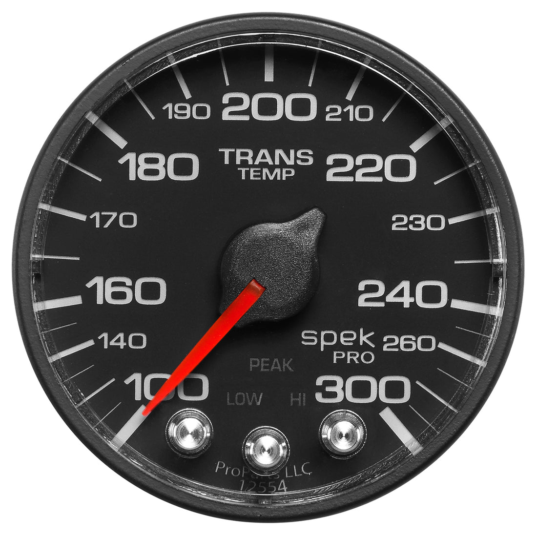 AutoMeter P342328 - GAUGE, TRANS TEMP, 2 1/16", 300?F, STEPPER MOTOR W/PEAK & WRN, BLK/BLK, SPEK-PRO 4