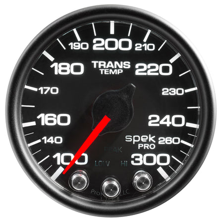 AutoMeter P34232 - GAUGE, TRANS TEMP, 2 1/16", 300?F, STEPPER MOTOR W/PEAK & WRN, BLK/BLK, SPEK-PRO 5