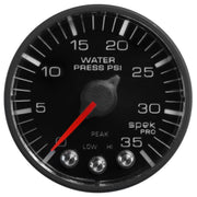 AutoMeter P343328 - GAUGE, WATER PRESS, 2 1/16", 35PSI, STEPPER MOTOR W/PK & WRN, BLK/BLK, SPEK-PRO 4