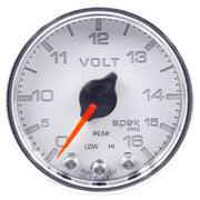 AutoMeter P34411 - GAUGE, VOLTMETER, 2 1/16", 16V, STEPPER MOTOR W/PEAK & WARN, WHT/CHRM, SPEK-PRO 4