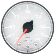 AutoMeter P344128 - GAUGE, VOLTMETER, 2 1/16", 16V, STEPPER MOTOR W/PEAK & WARN, WHT/BLK, SPEK-PRO 4