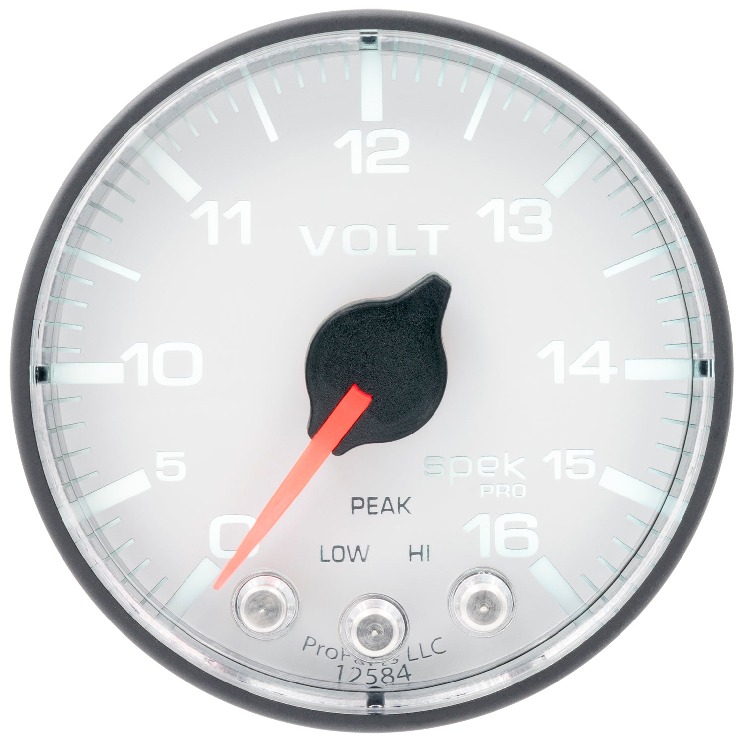 AutoMeter P344128 - GAUGE, VOLTMETER, 2 1/16", 16V, STEPPER MOTOR W/PEAK & WARN, WHT/BLK, SPEK-PRO 4