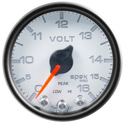 AutoMeter P34412 - GAUGE, VOLTMETER, 2 1/16", 16V, STEPPER MOTOR W/PEAK & WARN, WHT/BLK, SPEK-PRO 4