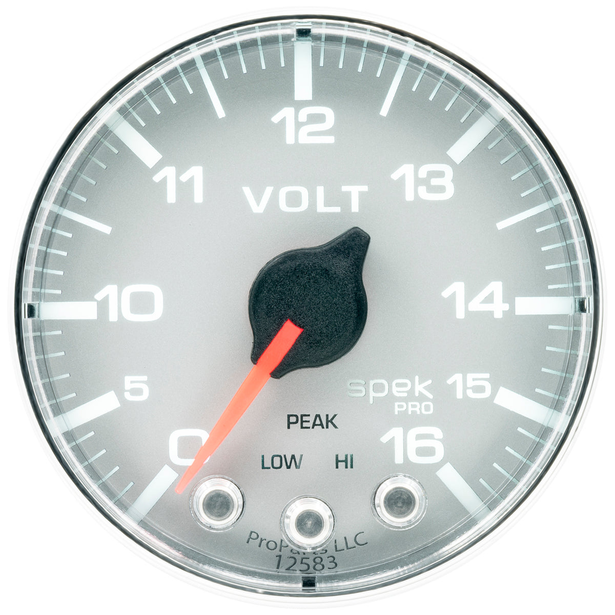 AutoMeter P344218 - GAUGE, VOLTMETER, 2 1/16", 16V, STEPPER MOTOR W/PEAK & WARN, SLVR/CHRM, SPEK-PRO 4