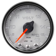 AutoMeter P34422 - GAUGE, VOLTMETER, 2 1/16", 16V, STEPPER MOTOR W/PEAK & WARN, SLVR/BLK, SPEK-PRO