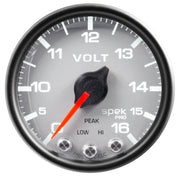 AutoMeter P34422 - GAUGE, VOLTMETER, 2 1/16", 16V, STEPPER MOTOR W/PEAK & WARN, SLVR/BLK, SPEK-PRO